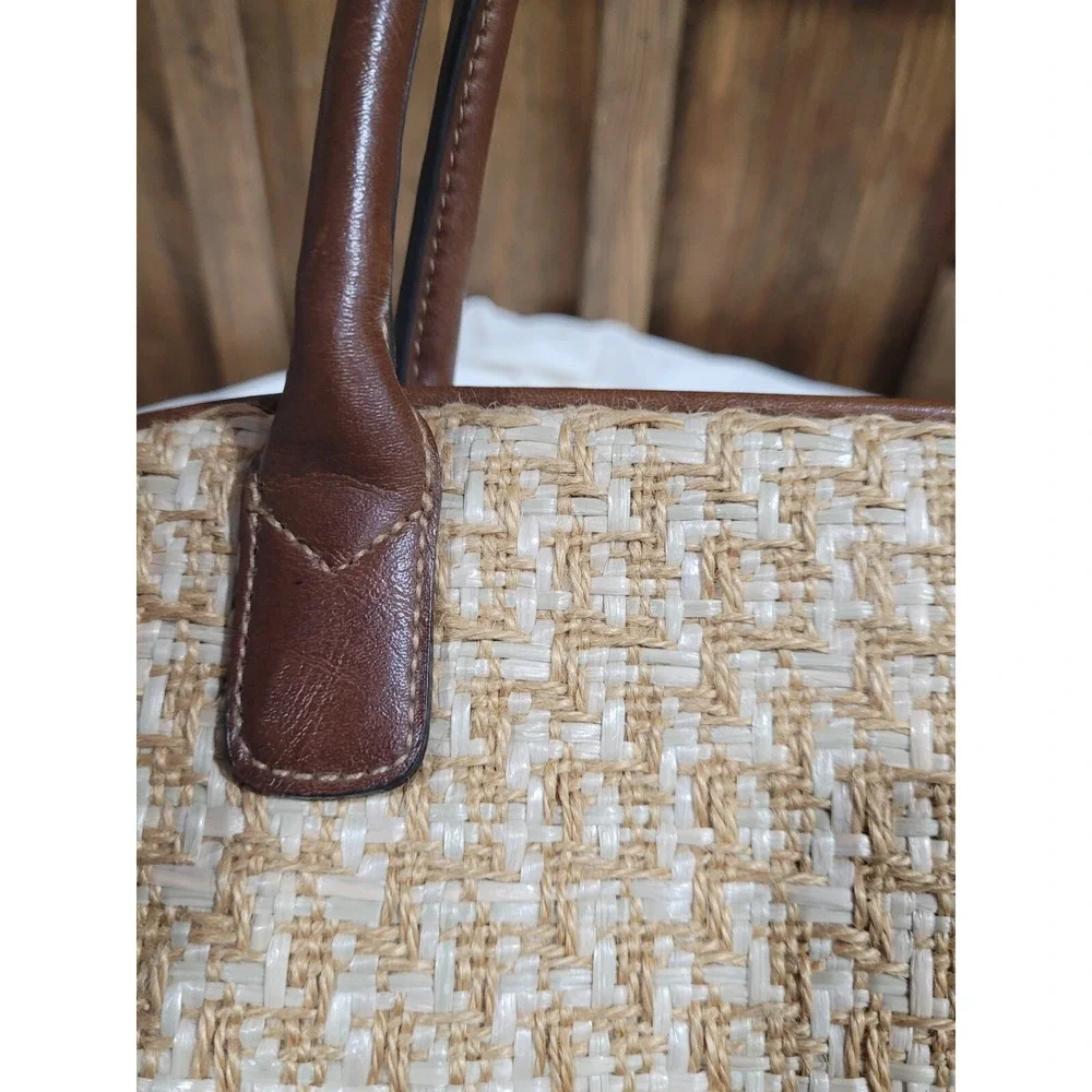 Rosetti Woven Bag With Brown Vinyl Trim And  handles